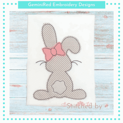 Bunny with Bow Outline {Four Sizes}