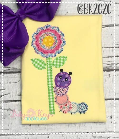 Flower with Caterpillar Design {Four Sizes}