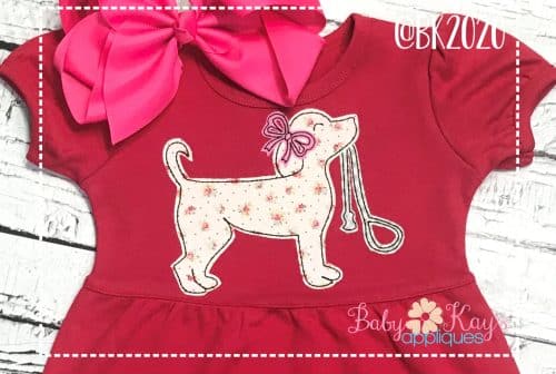 Girl Dog with Leash {Four Sizes}