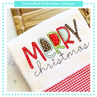 Merry Christmas Appliqué & Script {Four Sizes}