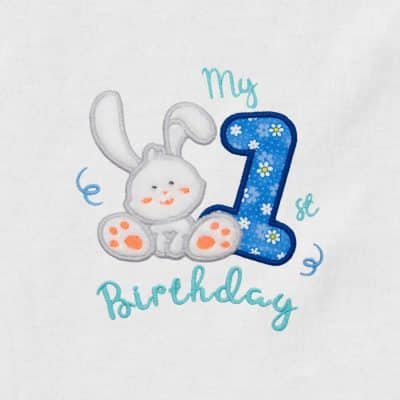 1st Birthday Bunny Appliqué {Four Sizes}
