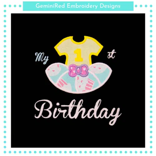 1st Birthday Party Dress Appliqué {Four Sizes}