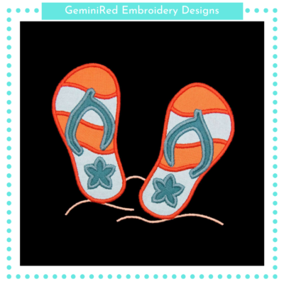 Beach Sandals Appliqué {Four Sizes}