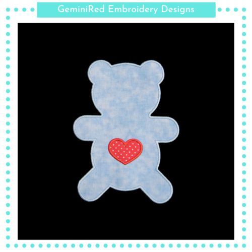 Bear With Heart Appliqué {Four Sizes}