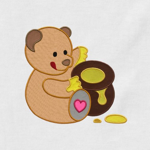 Bear With Honey Appliqué {Four Sizes}