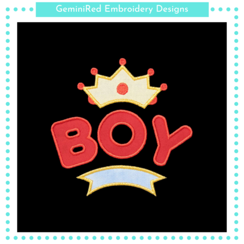 Boy Crown Appliqué {Four Sizes}