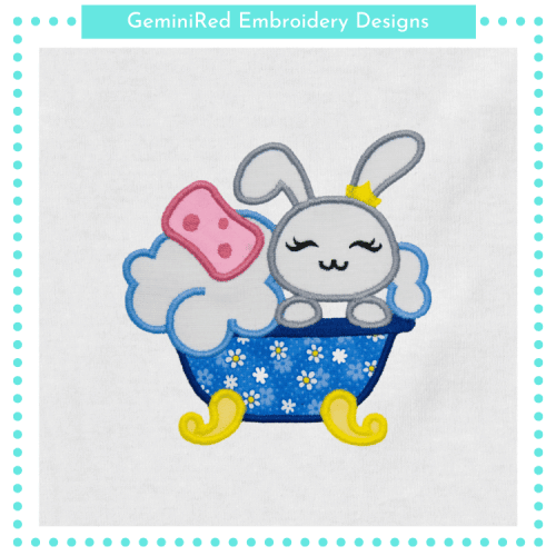 Bunny Bath Time Appliqué {Four Sizes}