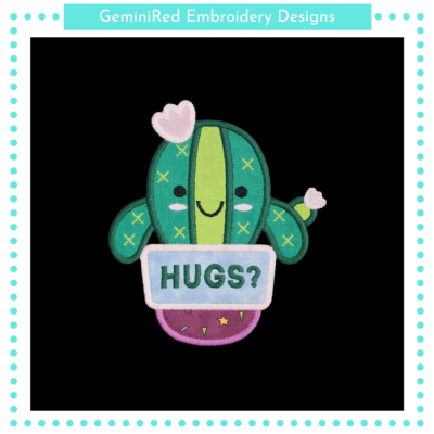 Cactus Hugs Appliqué {Four Sizes}
