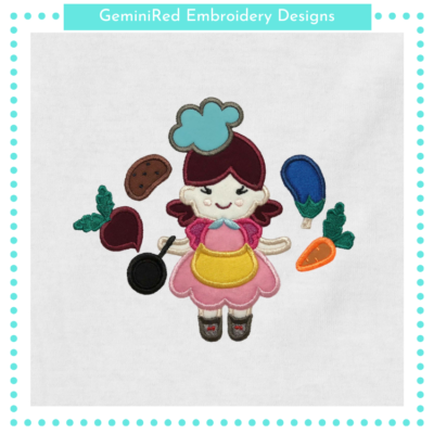 Chef Girl Appliqué {Four Sizes}