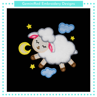 Cute Sleepy Sheep Appliqué {Four Sizes}