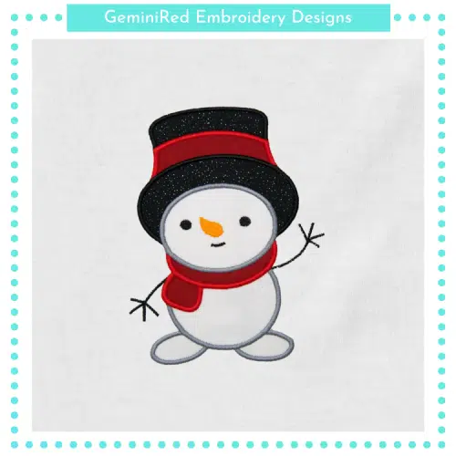 Cute Snowman Appliqué {Four Sizes}