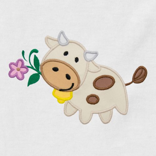 Cute Cow with Flower Appliqué {Four Sizes}