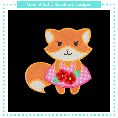 Fox Girl Appliqué {Four Sizes}