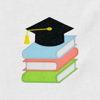 Graduation Cap and Books Appliqué {Four Sizes}