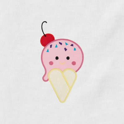 Ice Cream with Cherry Appliqué {Four Sizes}
