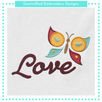 Love Butterfly Appliqué {Four Sizes}
