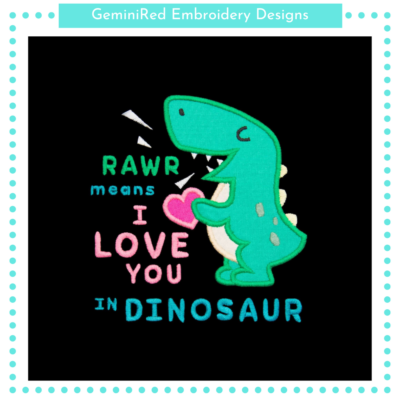 Love Dinosaur Appliqué {Four Sizes}