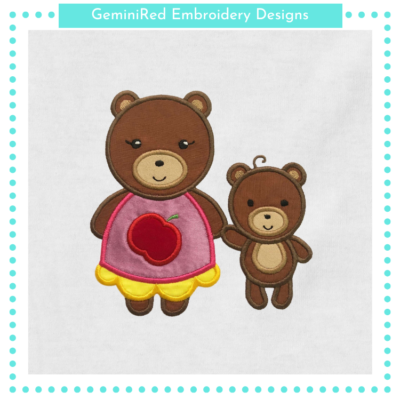 Mommy and Baby Bear Appliqué {Four Sizes}