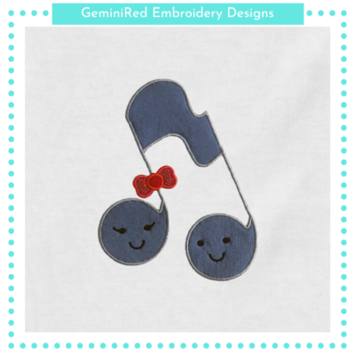 Music Love Notes Appliqué {Four Sizes}