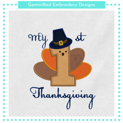 My First Thanksgiving Appliqué {Four Sizes}