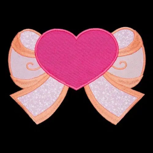 Ribbon with Heart Appliqué {Four Sizes}