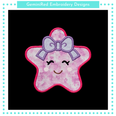 Smiling Star with Bow Appliqué {Four Sizes}