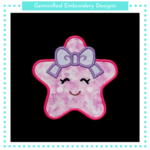 Smiling Star with Bow Appliqué {Four Sizes}