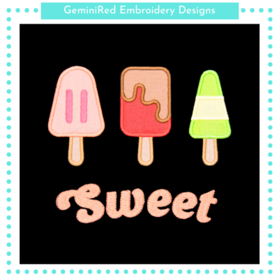 Sweet Popsicles Appliqué {Four Sizes}