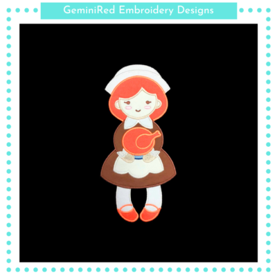 Thanksgiving Girl Appliqué {Four Sizes}