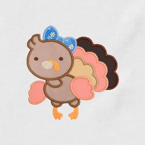 Thanksgiving Girl Turkey Appliqué {Four Sizes}