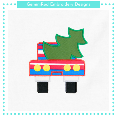 Truck with Christmas Tree Appliqué {Four Sizes}