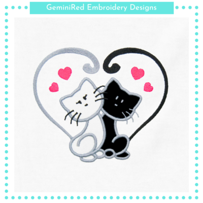 Two Cats Love Appliqué {Four Sizes}