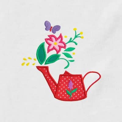 Watering Can and Flowers Appliqué {Four Sizes}