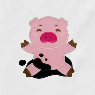 Pig Playing in the Mud Appliqué {Four Sizes}