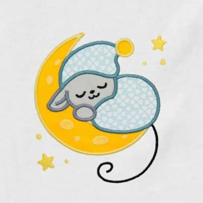 Sleeping Mouse on a Cheese Moon Appliqué {Four Sizes}