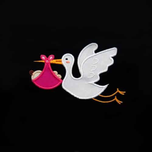 Stork It's a Girl Appliqué {Four Sizes}