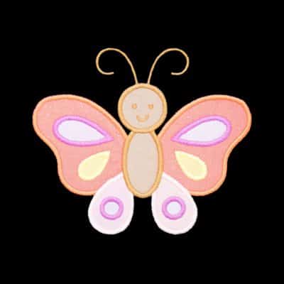 Smiley Butterfly Appliqué {Four Sizes}