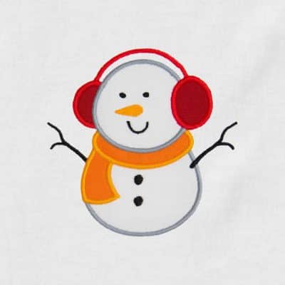 Snowman with Ear Warmers Appliqué {Four Sizes}