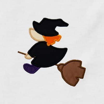 Witch on a Broom Appliqué {Four Sizes}