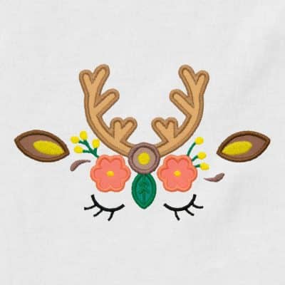 Deer Antlers with Flowers Appliqué {Four Sizes}