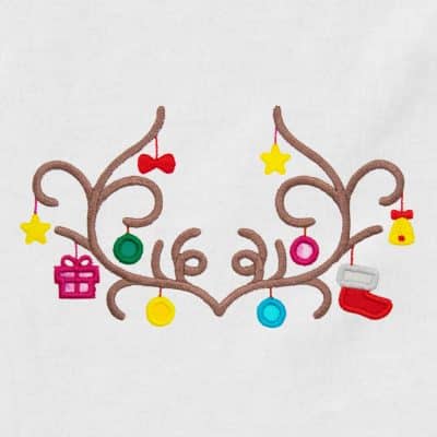 Antlers with Ornaments Appliqué {Four Sizes}