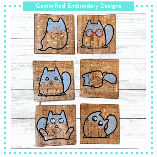 Cat Illustrations Coaster Set {4x4}