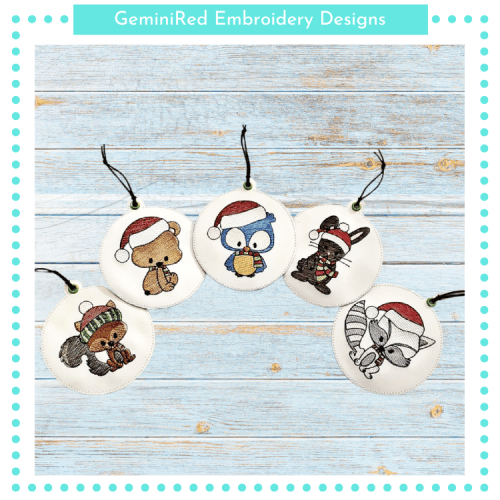 Christmas Animals Ornament Set {4x4}