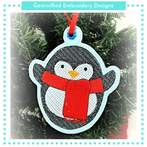 Christmas Penguin Ornament {4x4}
