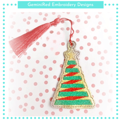 Christmas Tree Ribbon Bookmark {4x4}