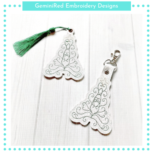 Christmas Tree Swirl Key Fob Set {Eyelet & Snap}