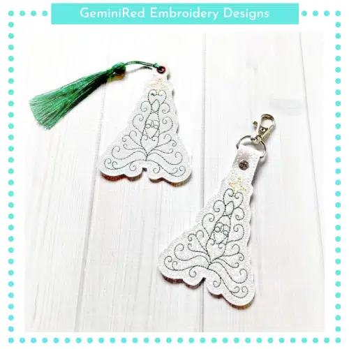 Christmas Tree Swirl Key Fob Set {Eyelet & Snap}