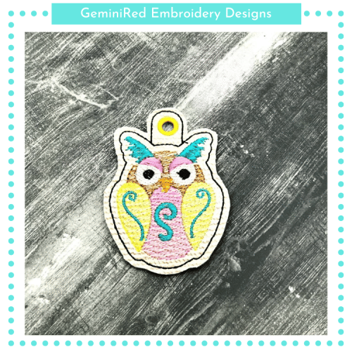Decorative Owl 1 Key Fob {Eyelet & Snap}