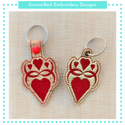 Double Heart Key Fob {Eyelet & Snap}