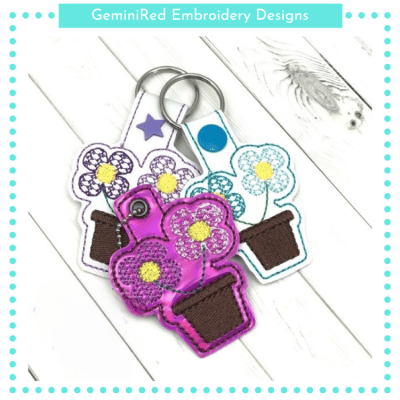 Flowerpot Key Fob {Eyelet & Snap}